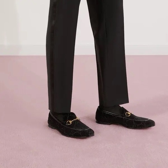 Gucci Jordaan GG Velvet Horsebit Loafers Black Nero/Nero Men’s Size 9.5 main image 13